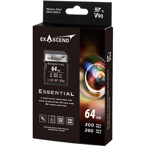 Carte SD UHS-II V90 - 64GB - serie Essential - Exascend